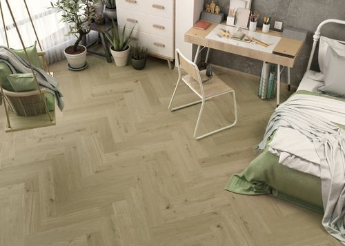 Виниловый пол Ceramin Nuva Herringbone Glue 65199 Smoked Oak Taupe