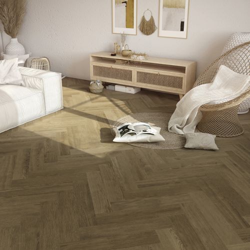 Виниловый пол Ceramin Nuva Herringbone Glue 65202 Soft Oak Mid Brown